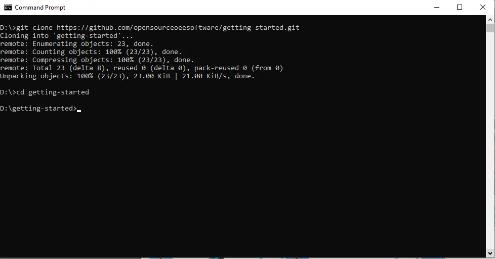 screenshot showing command prompt