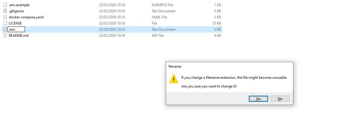 screenshot showing process of renaming the file